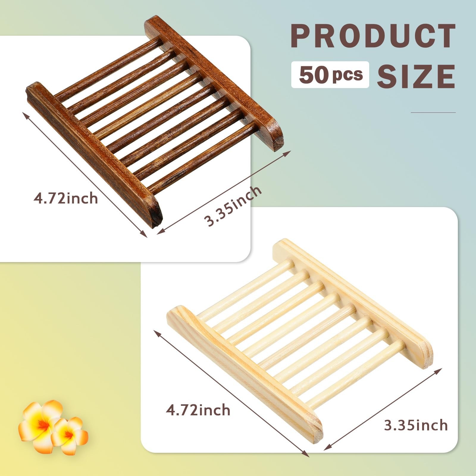 Sawysine 50 Pcs Home Bamboo Wood Soap Holder Bulk Bathroom Wooden Soap Dish T…