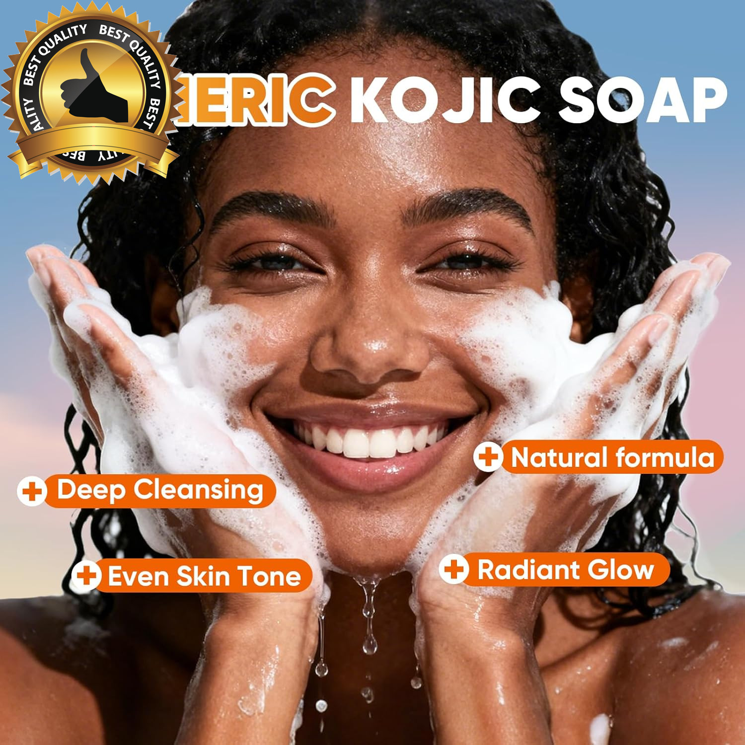 6 Pack Turmeric Kojic Acid Soap Bars – Infused with Retinol, Hydrolyzed Collagen