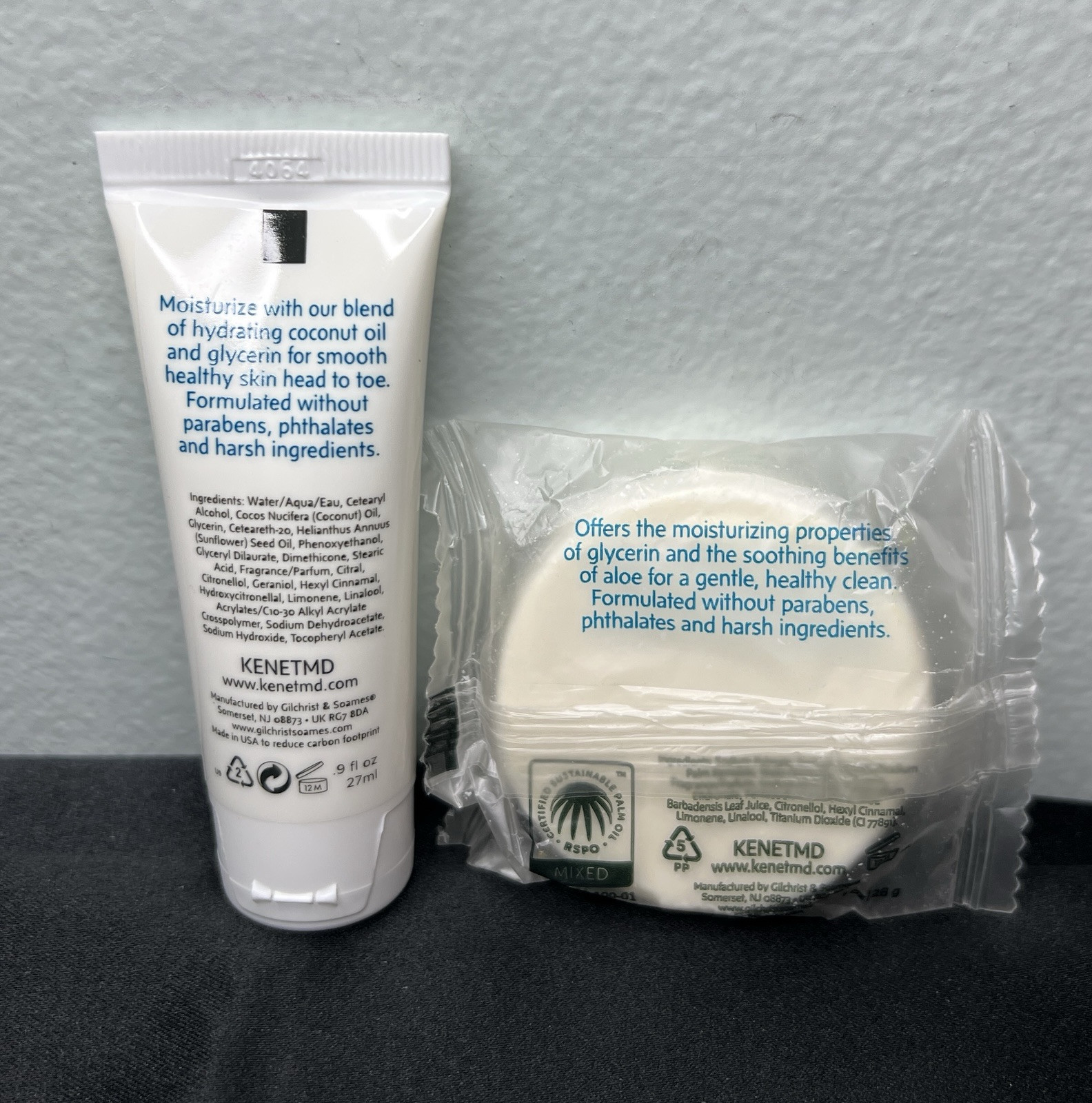 Kenet MD Cleansing Bar 1oz & Body Lotion 0.9oz Travel Size Set Cleanse Nourish