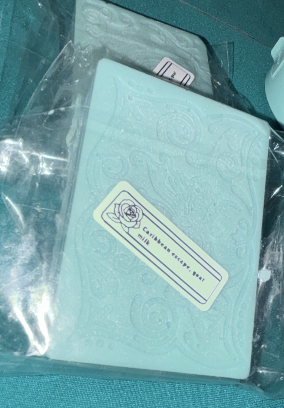 Caribbean Escape Goat Milk Body Bar Soap Blue Floral Rectangular Bar Unisex