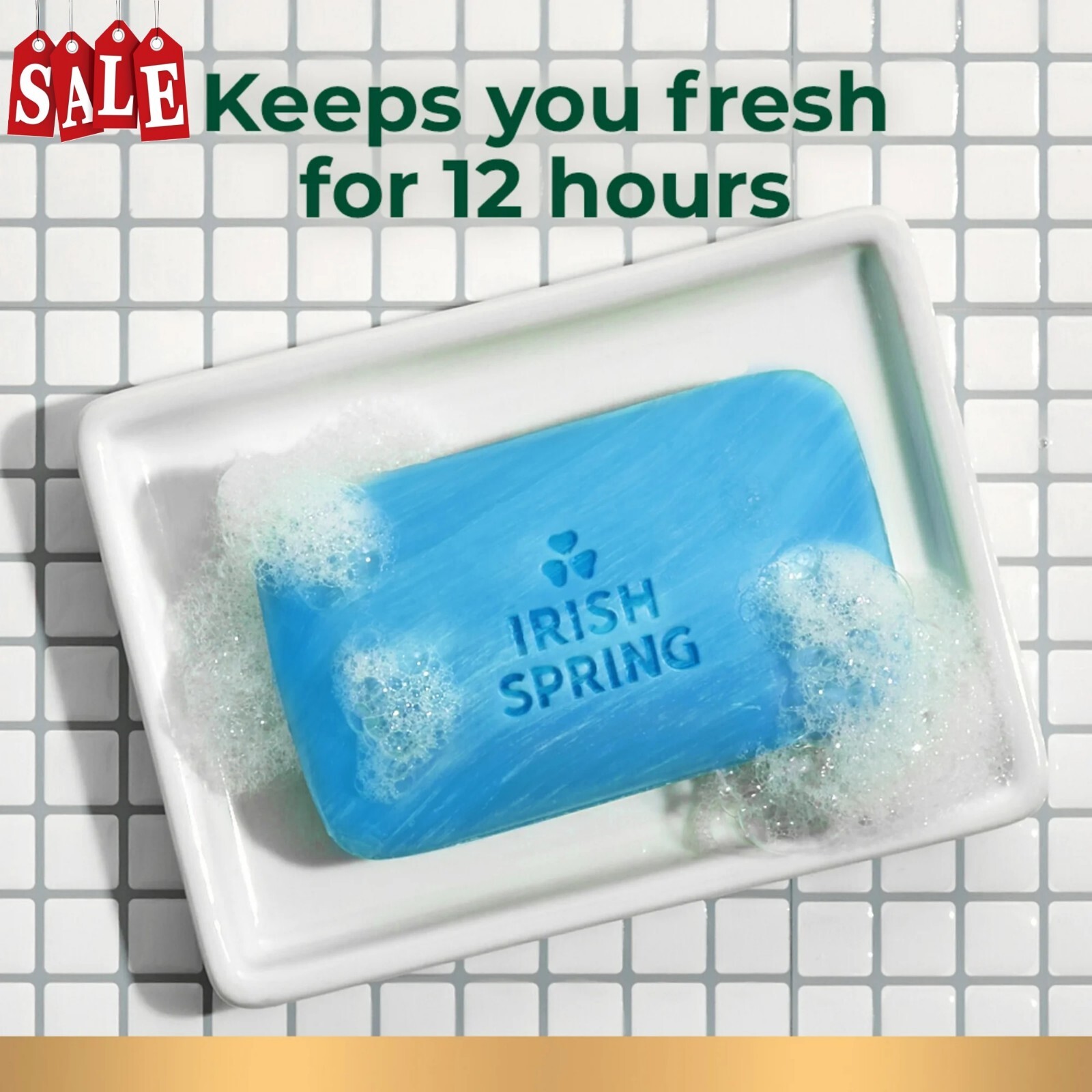 Irish Spring Icy Blast Deodorant Bar Soap for Men, Feel Fresh All Day, 3.7 oz, 1