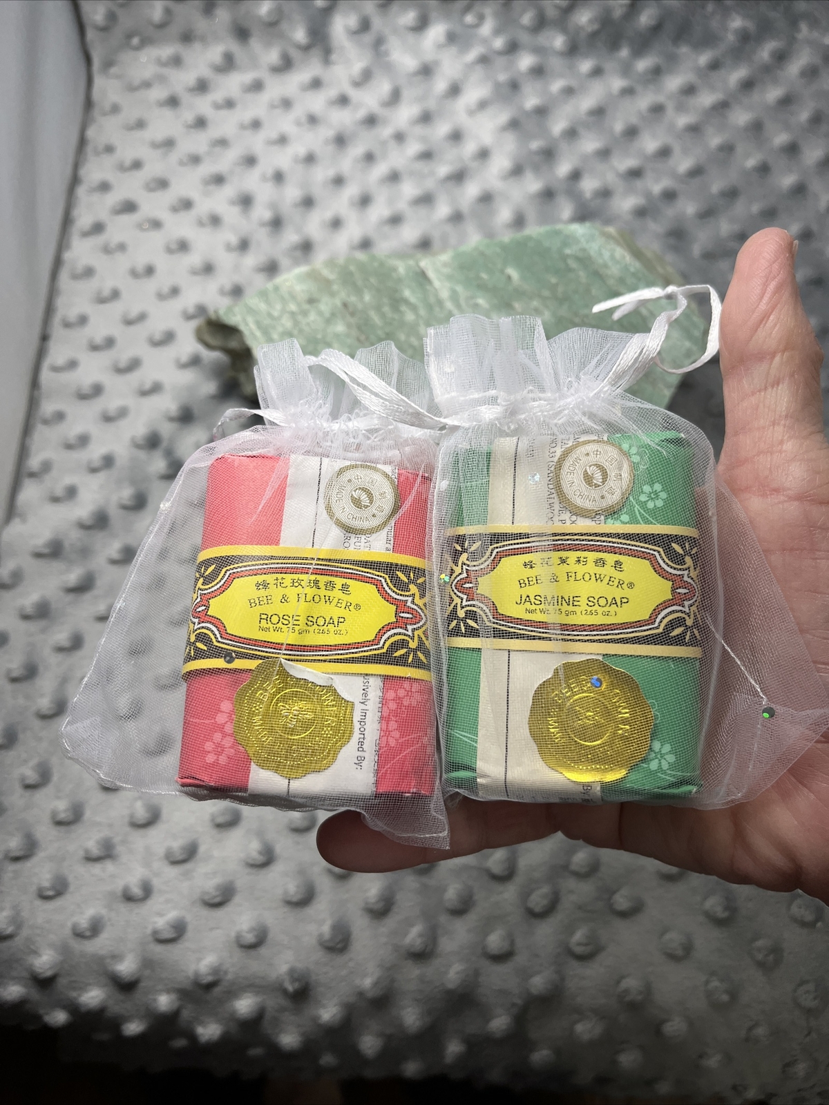 lot of 2 Bee and Flower Jasmine & Rose Soaps, 2.65 oz. each