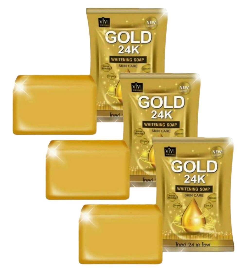 VIVI Gold 24K Whitening Soap Collagen 3x80g Nourish Moisture Face Body Skin Care