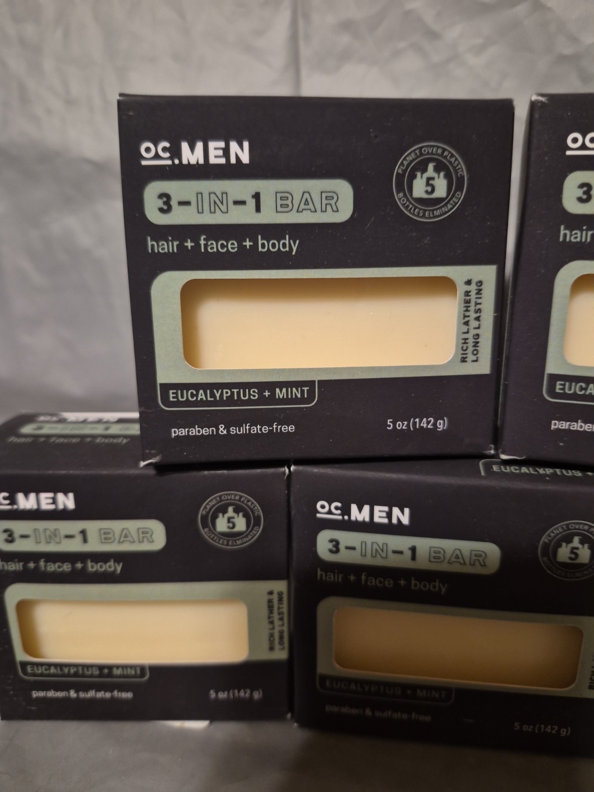 OC Men 3-In-1 Hair Face Body Bar Eucalyptus Mint 5 Oz Bar X5 New In Box BD