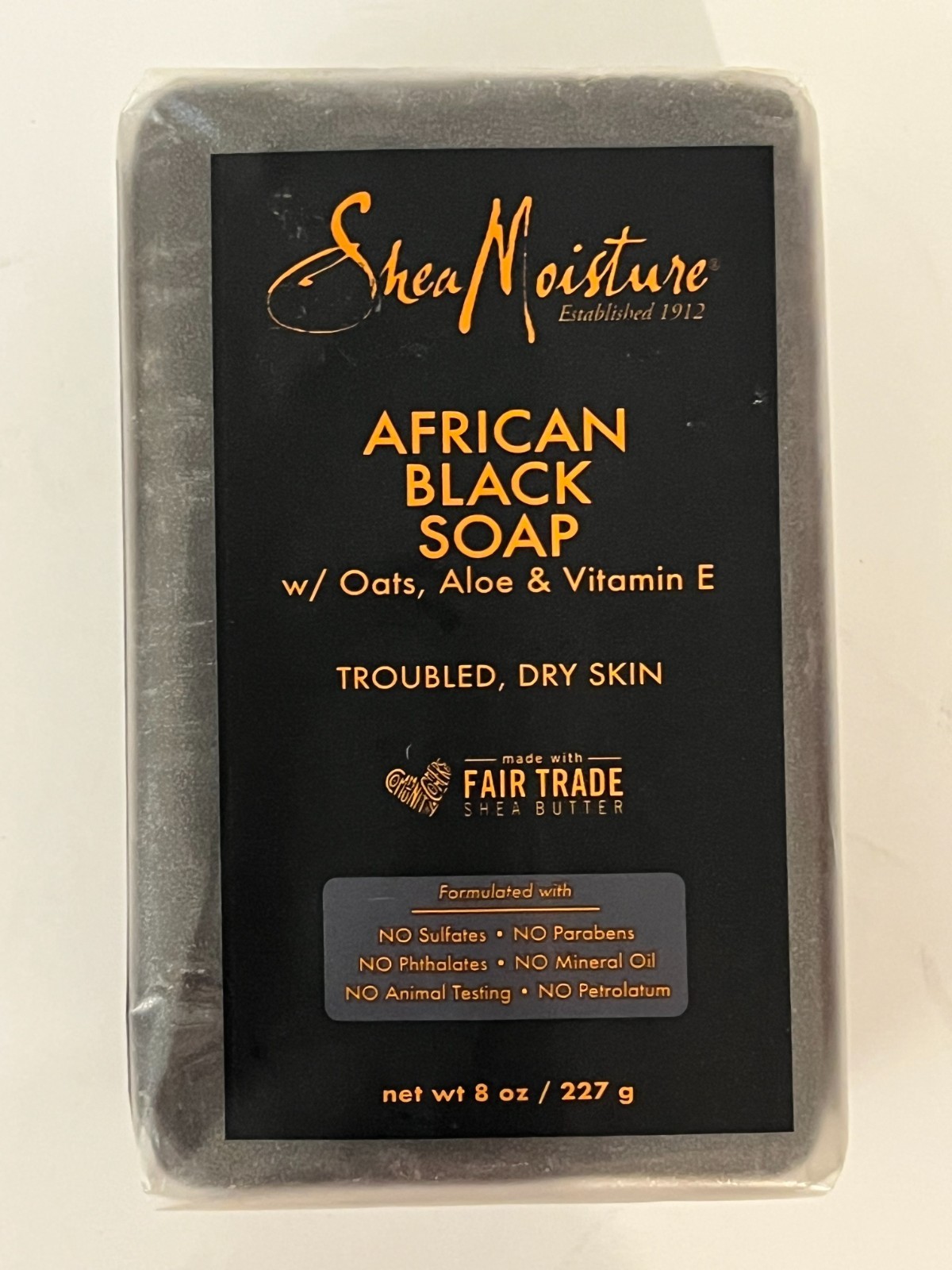Shea Moisture African Black Soap with Oats, Aloe & Vitamin E for Dry Skin 8 oz .