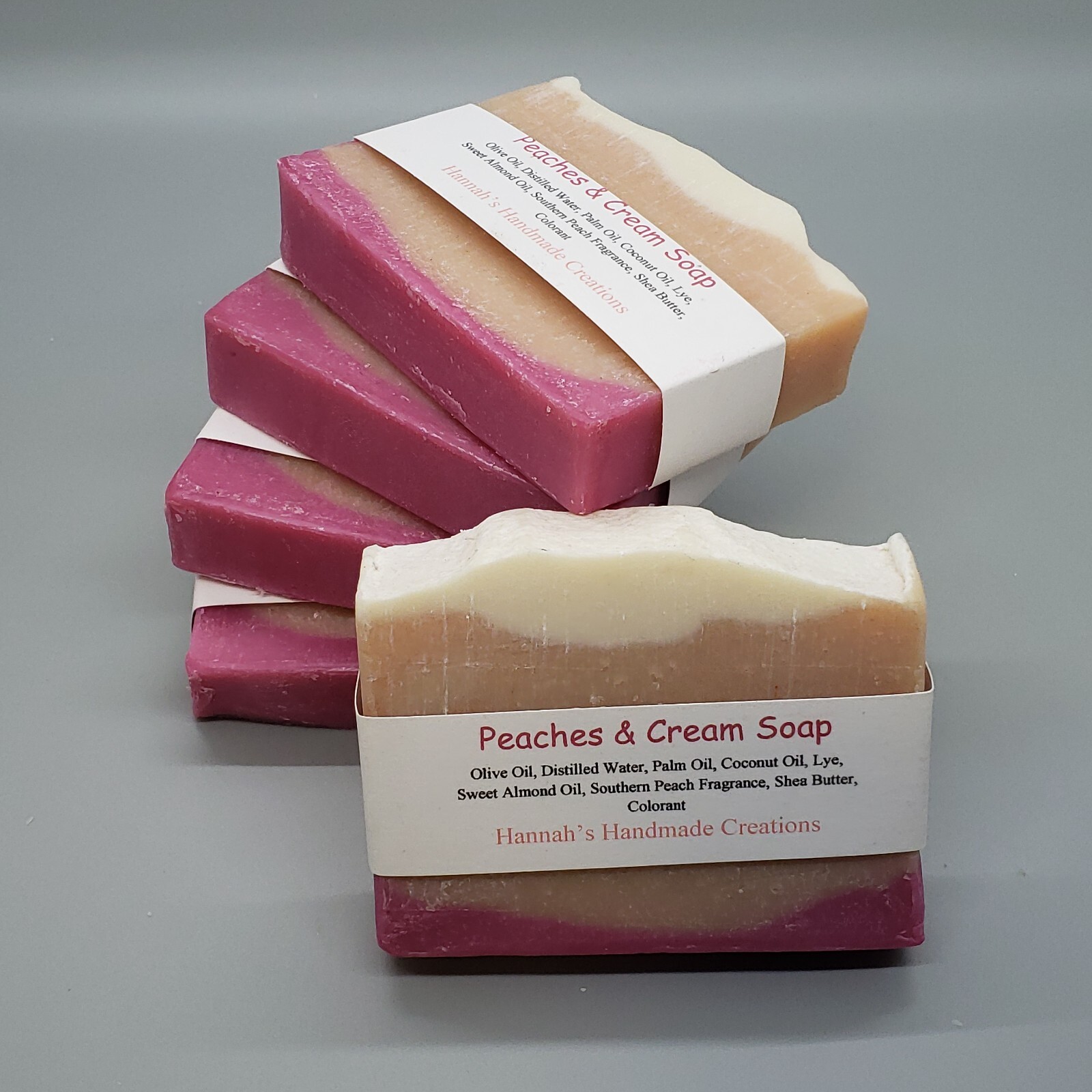 5 pack of Peaches & Cream Soaps – unique soap made with a peachy fragrance 