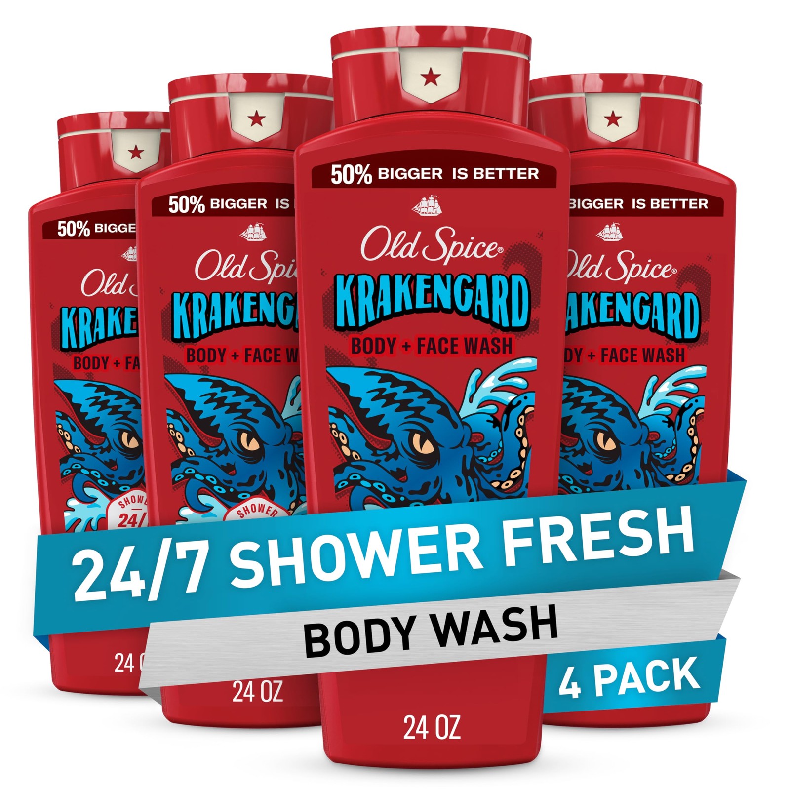 Old Spice Cleansing Body Wash for Men, 3X Defense, 24/7 24 Fl Oz (Pack of 4)