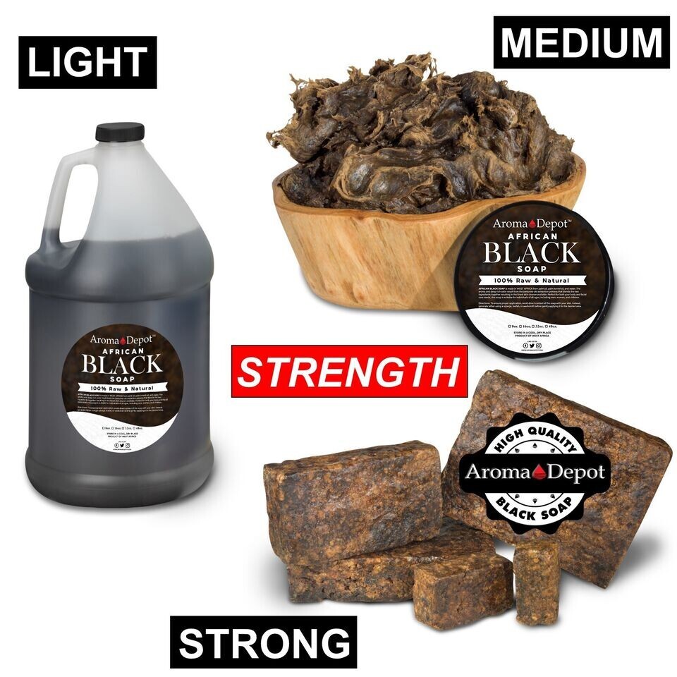Raw African Black Soap Paste 8 oz. WHOLESALE Natural Wash Face Body Hair 6 PACK