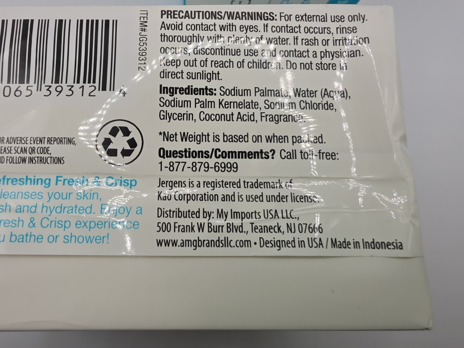 Lot Of 2 Jergens Mild Soap Refreshing Crisp Clean 2 Bars 3 Oz Each 4 Bars Total