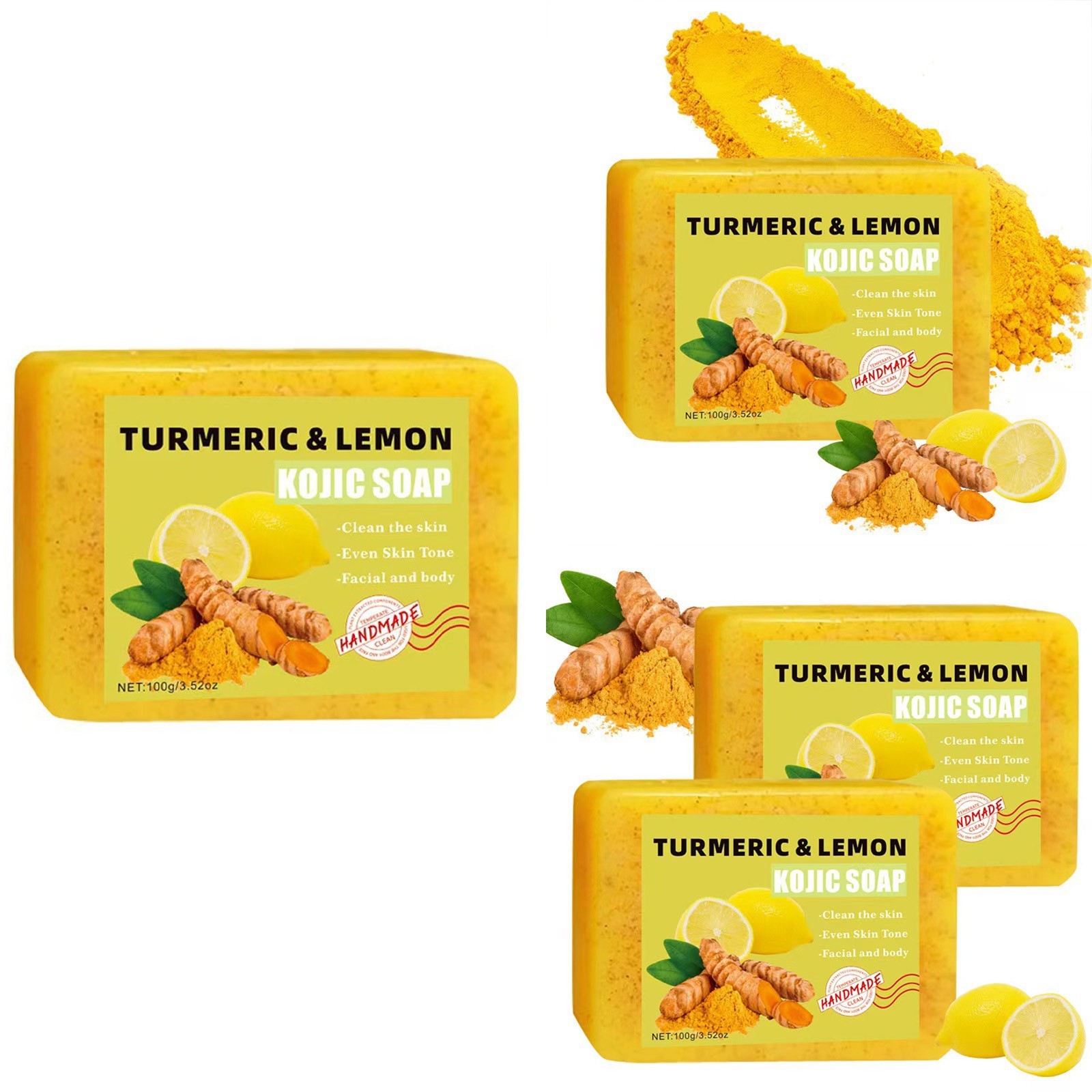 1Pcs Handmade Soap Soap Bar 100g Nourishing Turmeric Lemon Soap Hydrating
