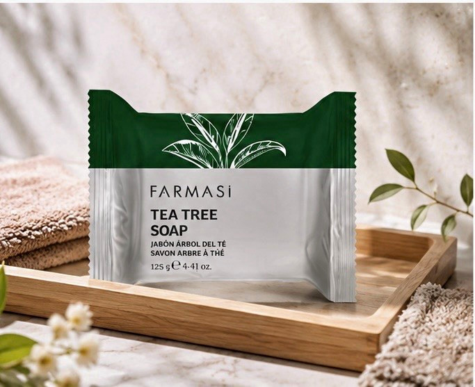 Farmasi Tea Tree Soap Bar for Body & Hands, White Rectangular, 4.41 oz 125g
