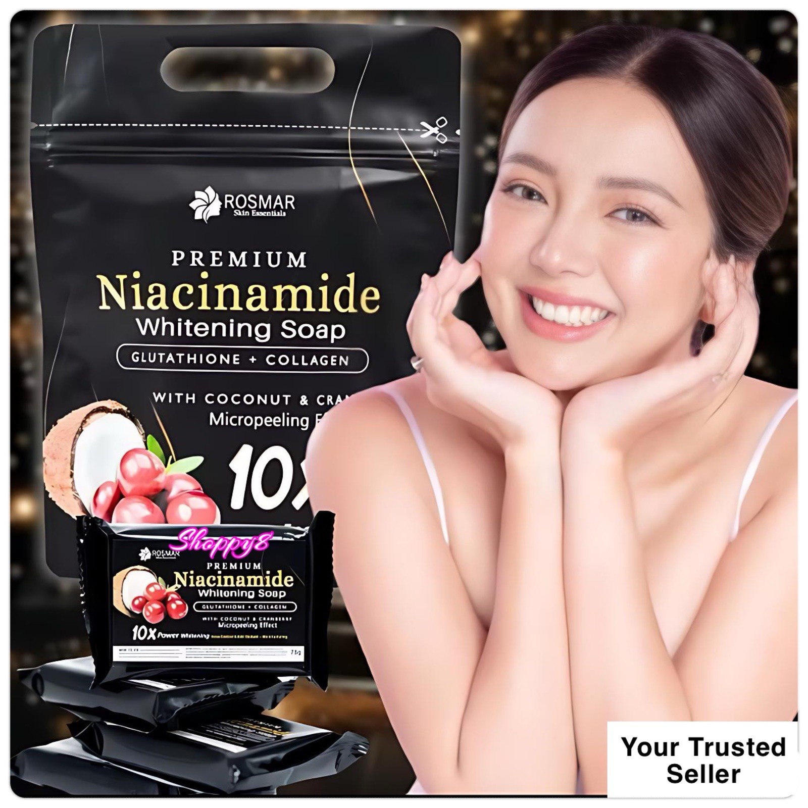 Rosmar Premium Niacinamide Glutathione + Collagen Whitening Soap 5pcs X 75g