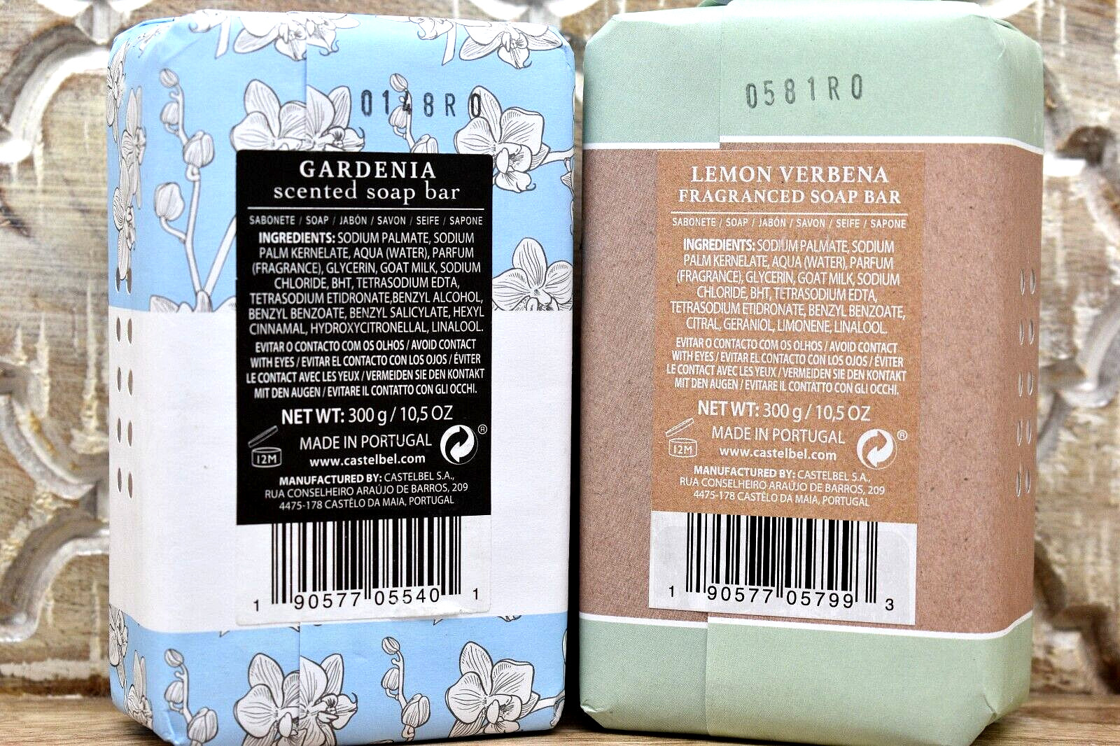 1 set of CASTELBEL Lemon Verbena Body Bar & Gardenia Scented Soap Bars