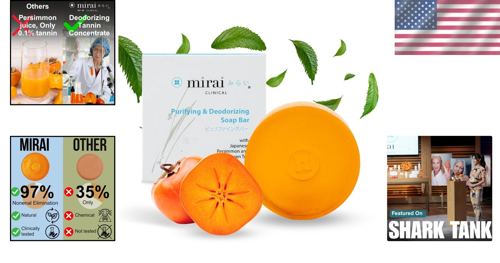 Doctor-Approved Persimmon and Green Tea Soap Bar – Eliminate Nonenal Smells