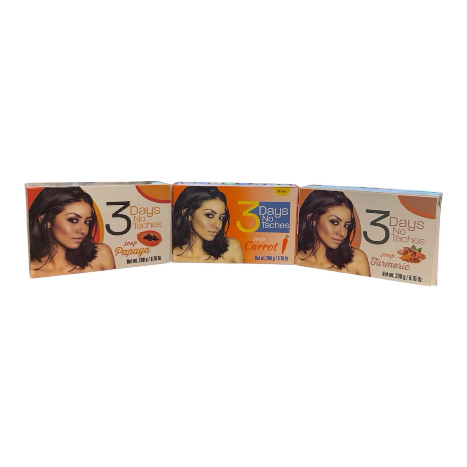 3 Days No Taches Carrot 🥕 & Turmeric & Papaya Soap 3 Packs 200g Each BRAND NEW