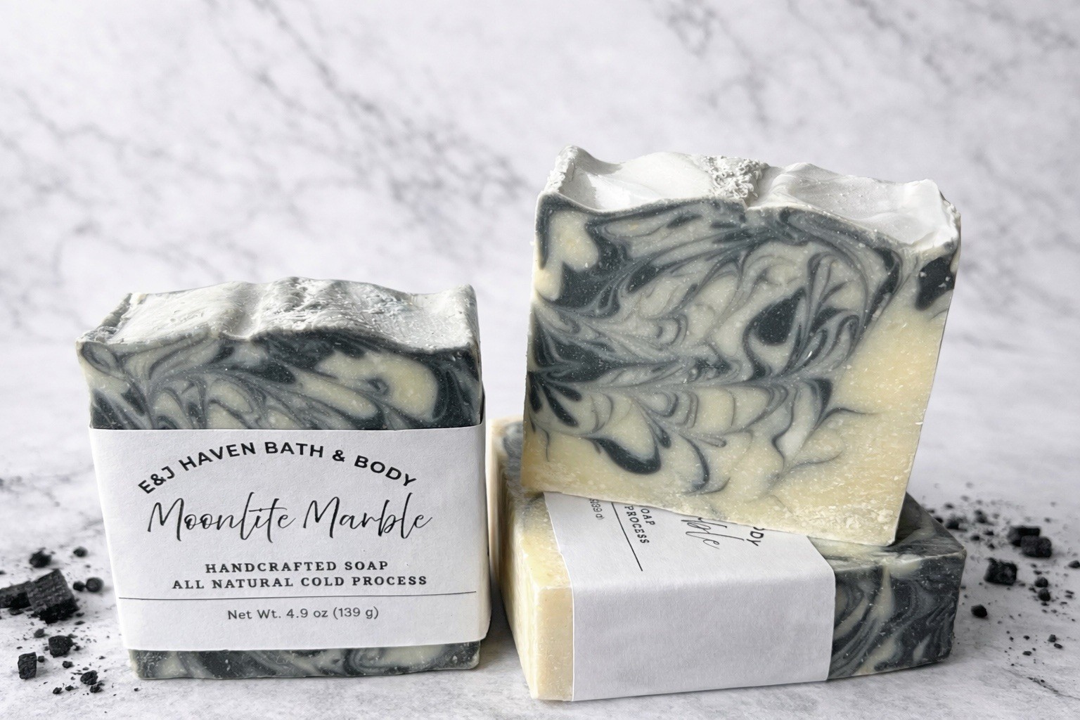 E&J Haven Bath & Body Handcrafted Moonlite Marble Soap Cold Process 4.9 oz