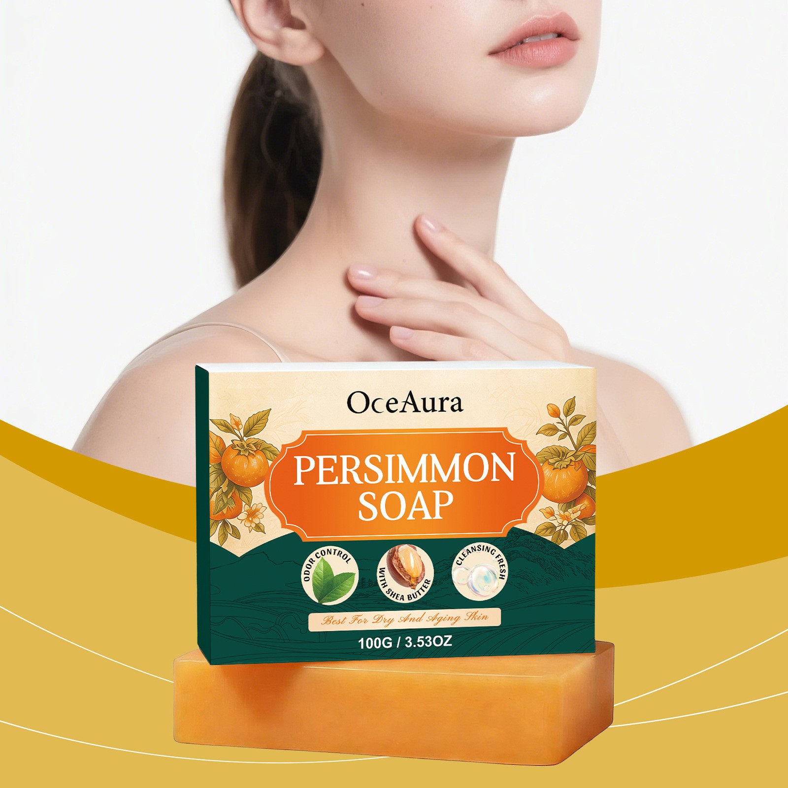 3x Swarva Persimmon Soap Bar Body Odor Control Deodorant Soap for Men & Women 🔥
