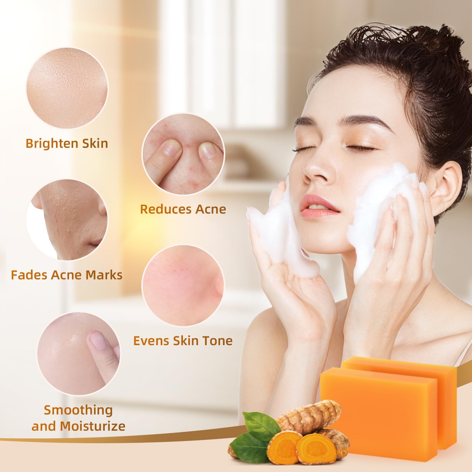 Kojic Acid Turmeric Soap Bar – Dark Spot Remover for Face Even Skin Tone, Moistu