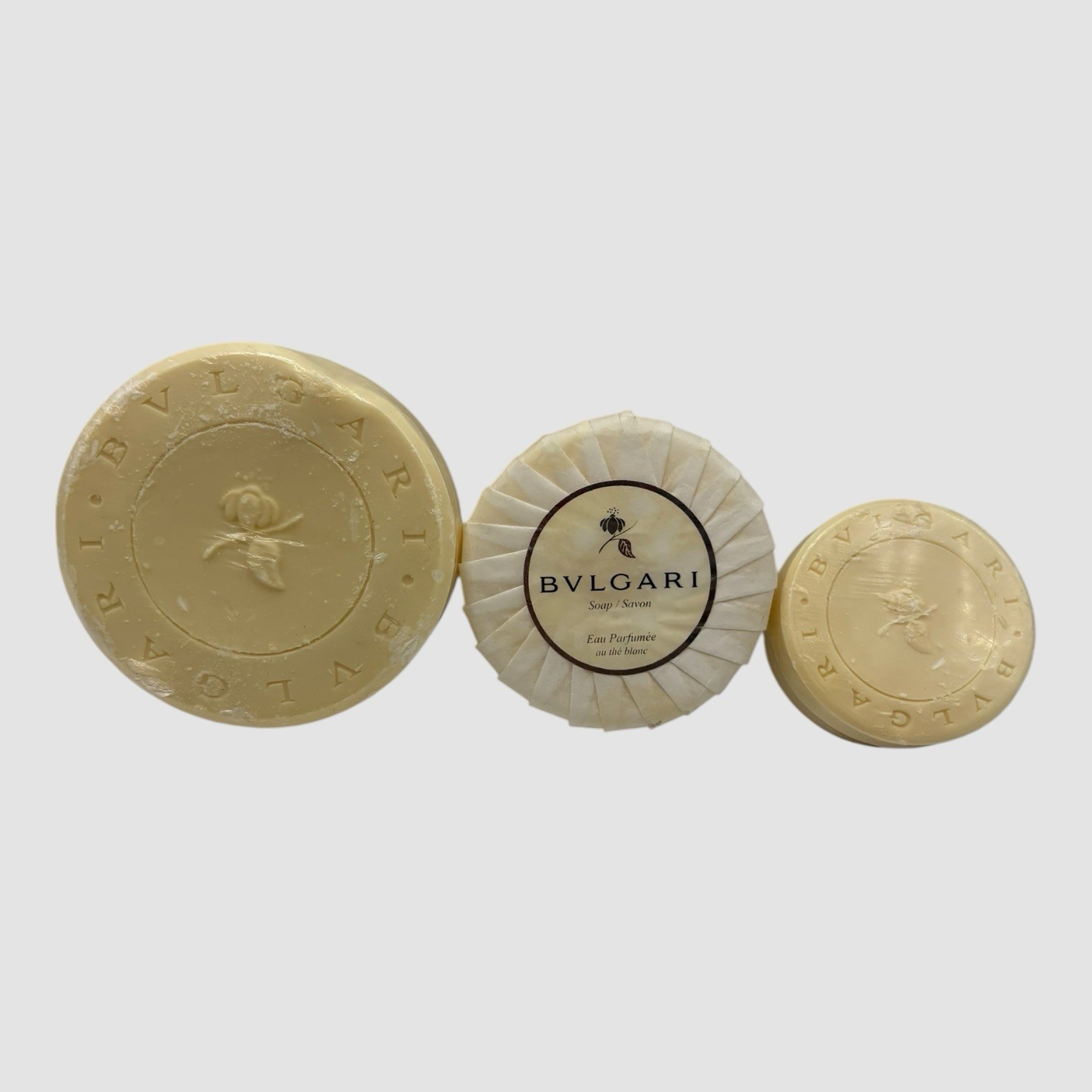 Lot of 2 Bvlgari ~ Au the Blanc (White Tea) Savon Soaps Sealed 5.3oz. + 1.76oz.