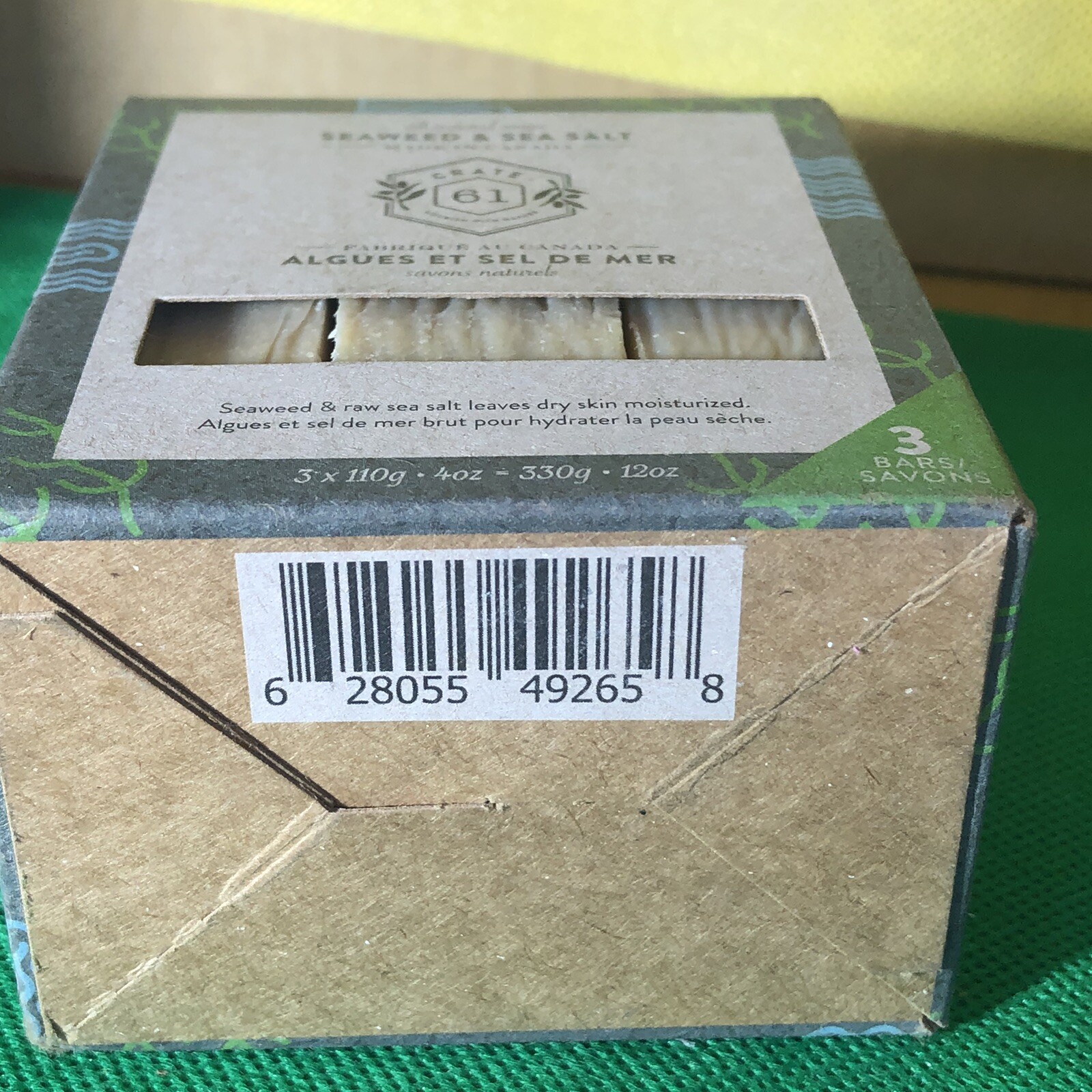 Crate 61 Soap SEAWEED & SEA SALT 3x4oz/110g total 330g/12oz 3 bars MadeInCanada