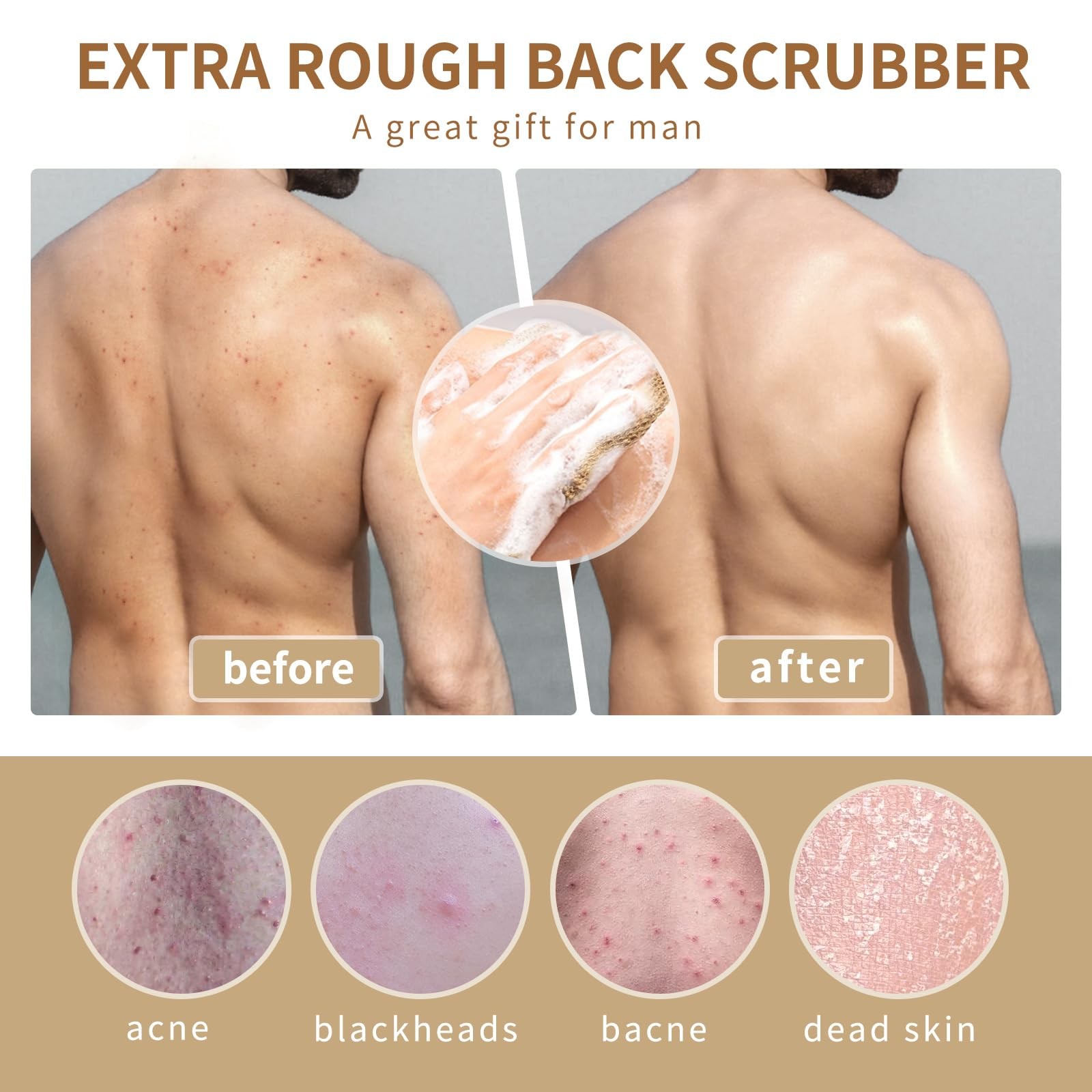 Extra Rough Exfoliating Back Scrubber,Natural 1 Count (Pack of 1), New Pack