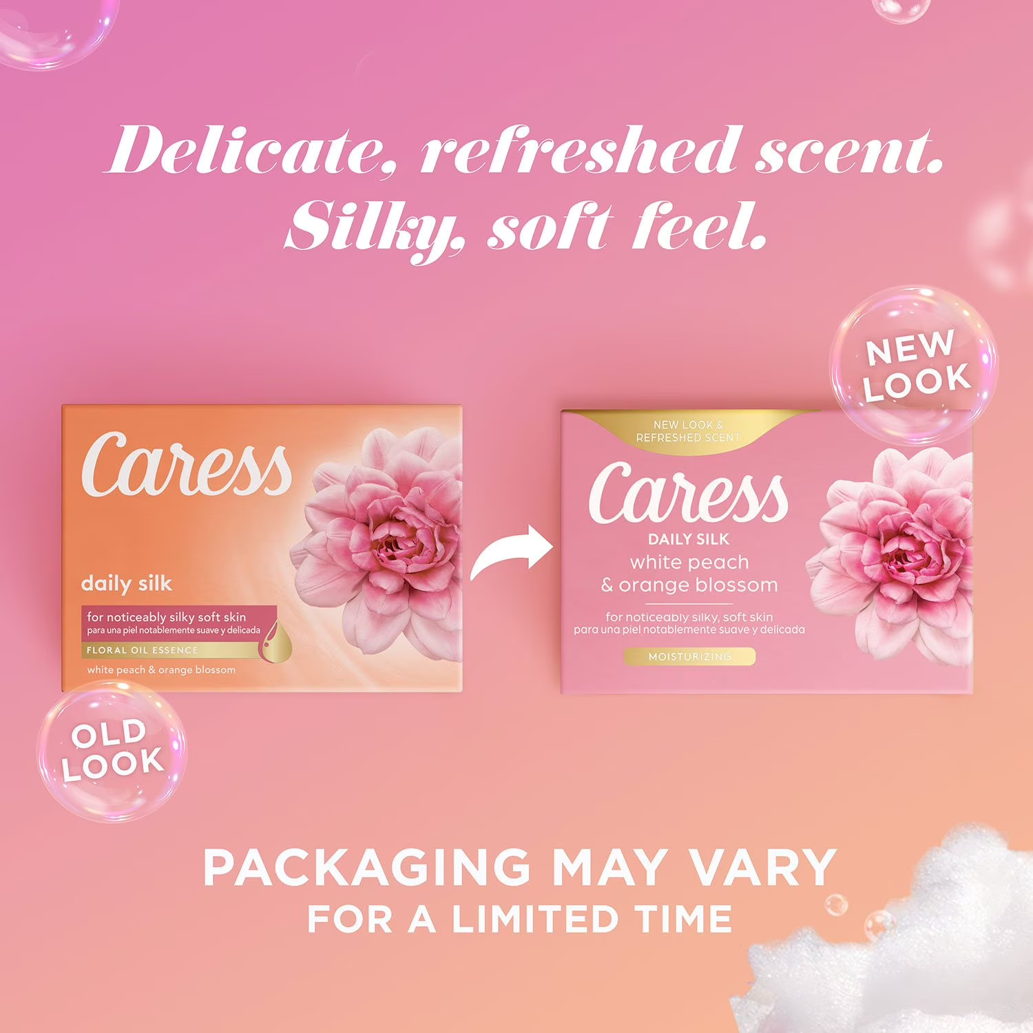 Caress Silkening Beauty Bar White Peach Orange Blossom 3.75 oz 16 Count Soap Bar