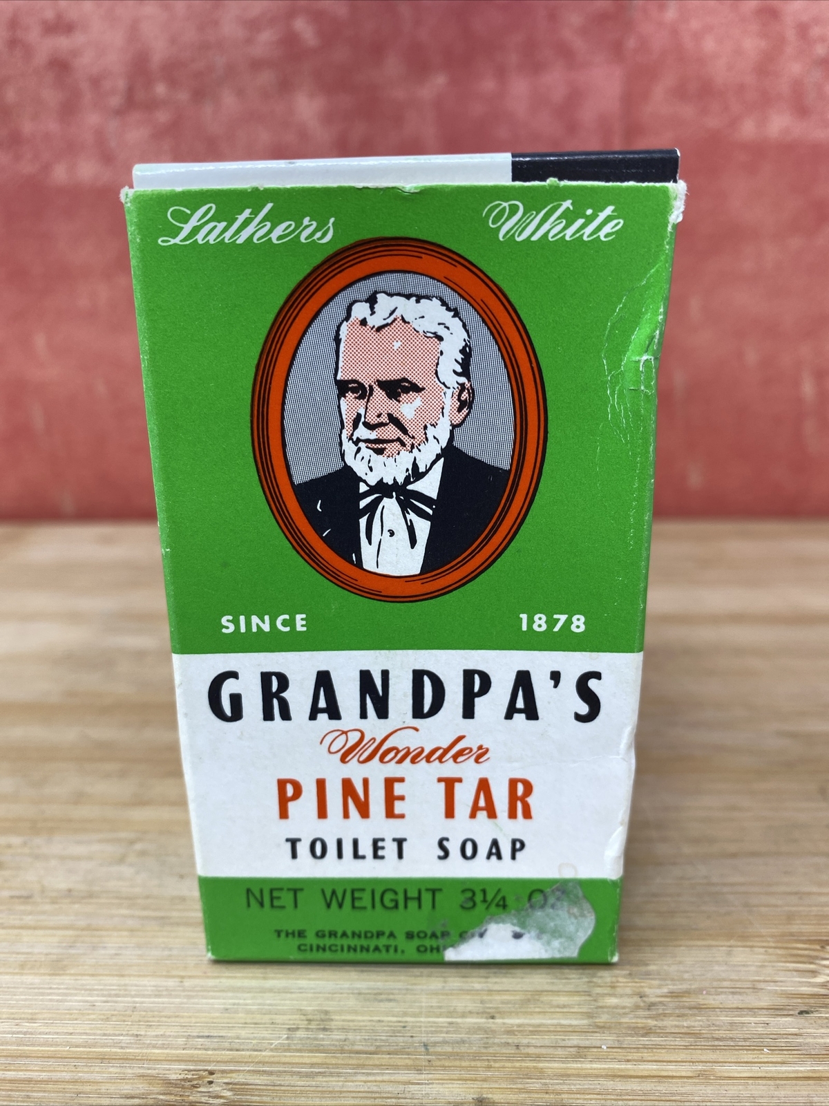Vtg Grandpas Wonder Pine Tar Toilet Soap Bar 3.25oz~Made in USA~NIB NOS