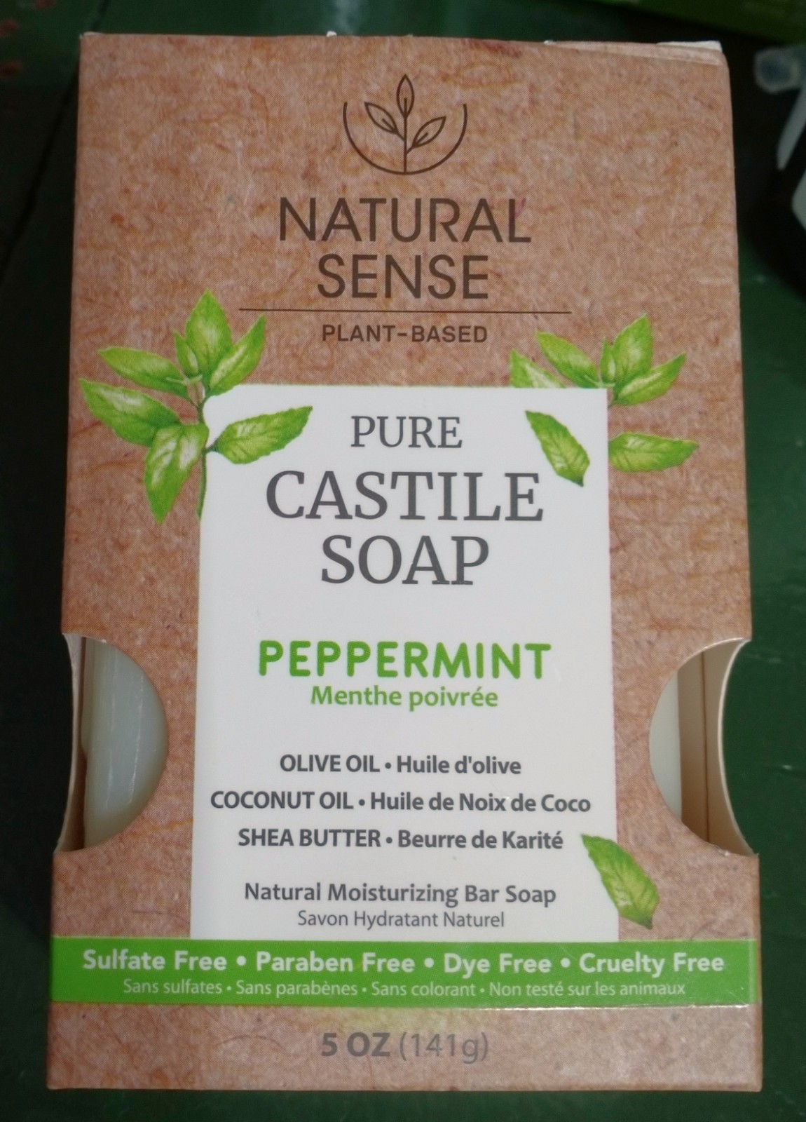 Natural Sense Pure Castile Peppermint Bar Soap 5 Oz Plant Based