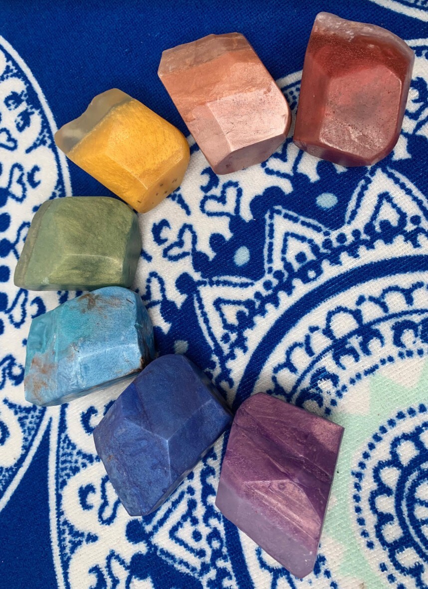 Chakra Soap Set, Soap Rocks, Rainbow Soap, Yoga Soap, Spiritual gift set