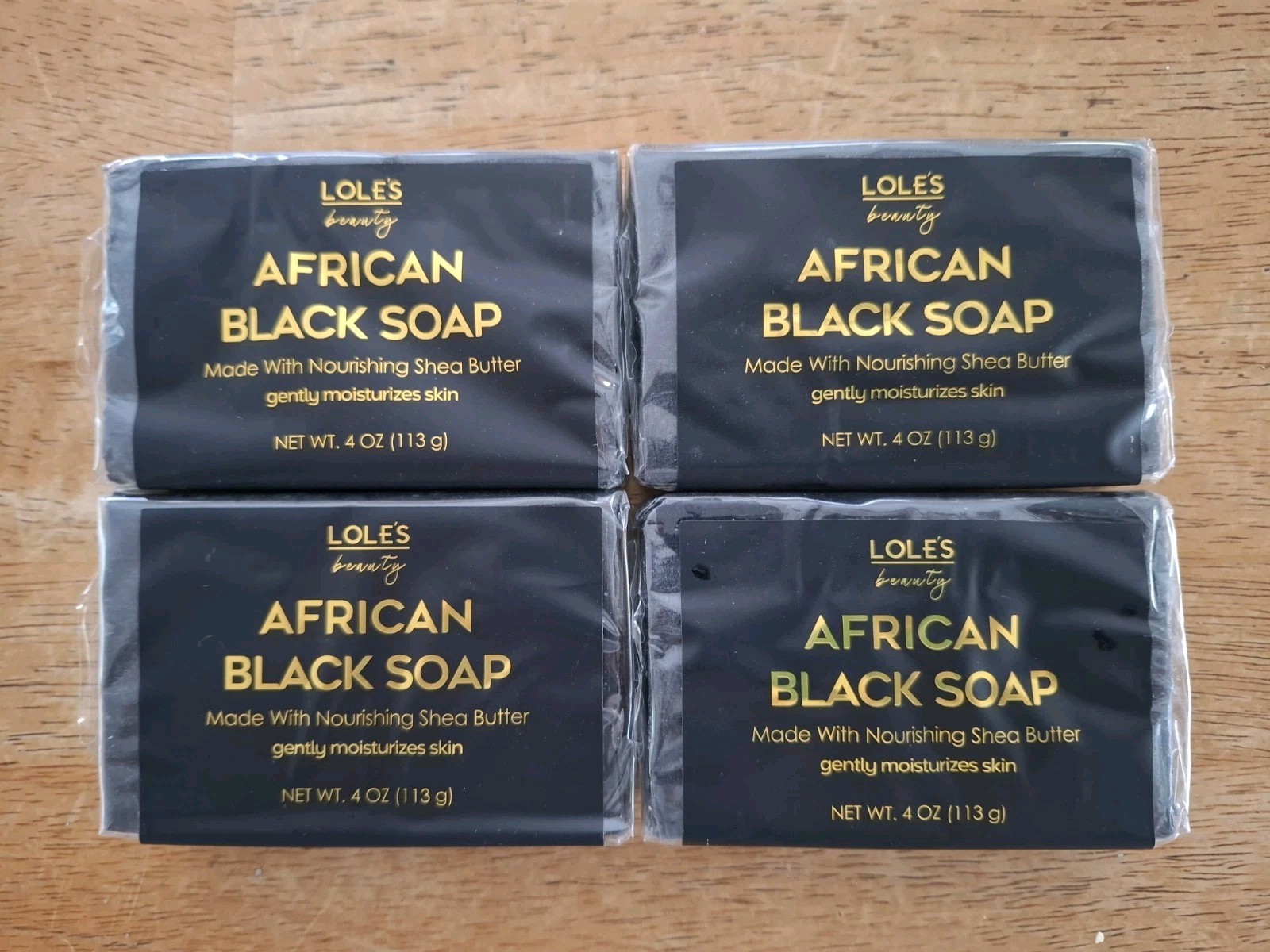 LOT (4) LOLES MOISTURE AFRICAN BLACK SOAP BLEMISH-PRONE FACE & BODY SOAP 4 OZ