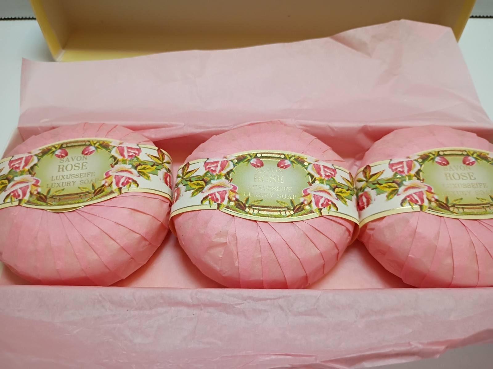 vintage 1920 savon rose luxusseife luxury soap 3 bars