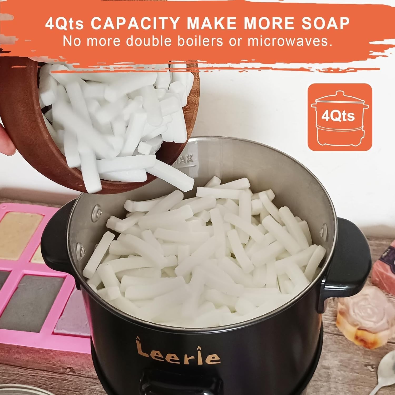 S4 Soap Melter, 8Lbs Soap Base Melting Pot with One-Touch Start & Heating Cor…
