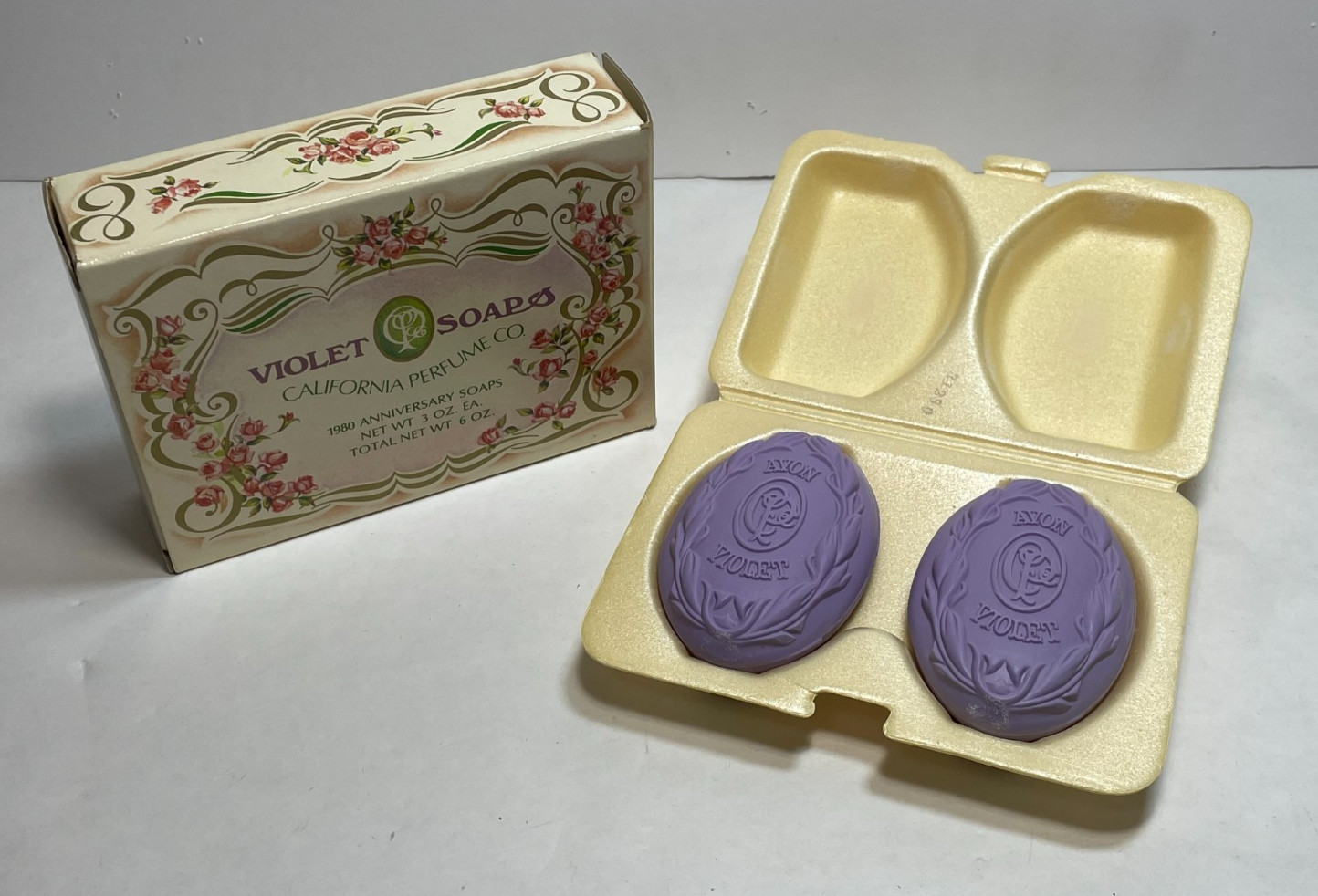 NOS – Vintage 1980 Avon Violet Perfumed Soaps 2 Oval Bars 3 Oz. Each