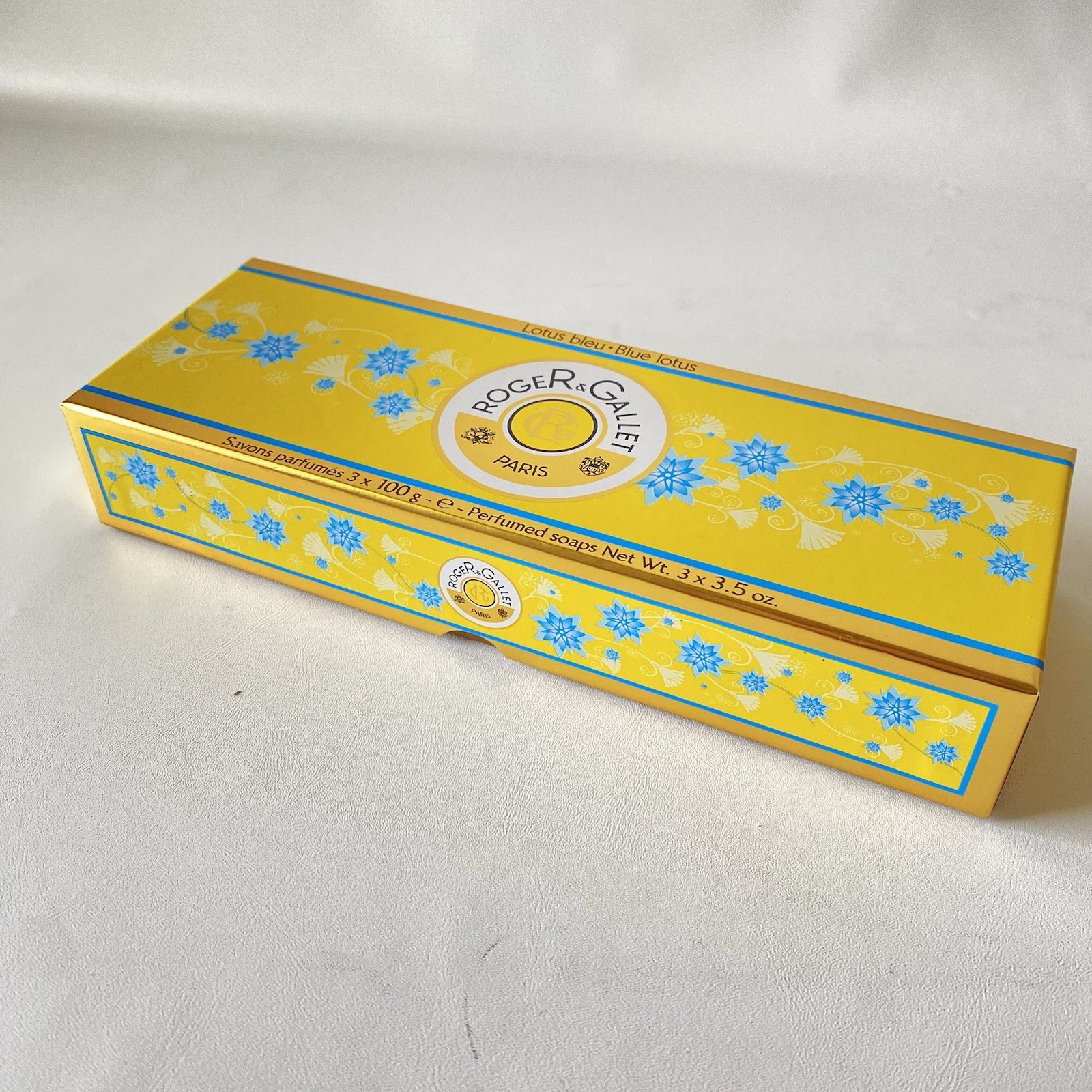 ROGER & Gallet Paris Lotus Bleu Blue Lotus Perfumed Soaps 3 x 3.5 oz Rare
