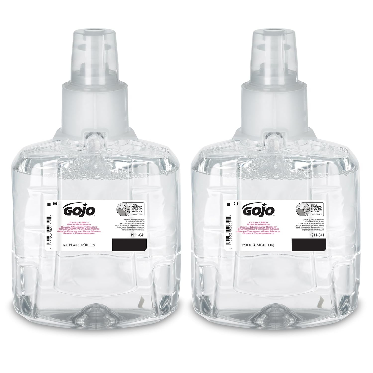 Gentle Unscented Foam Hand Soap Refill – 2 Pack of 1200 mL for All Skin Types