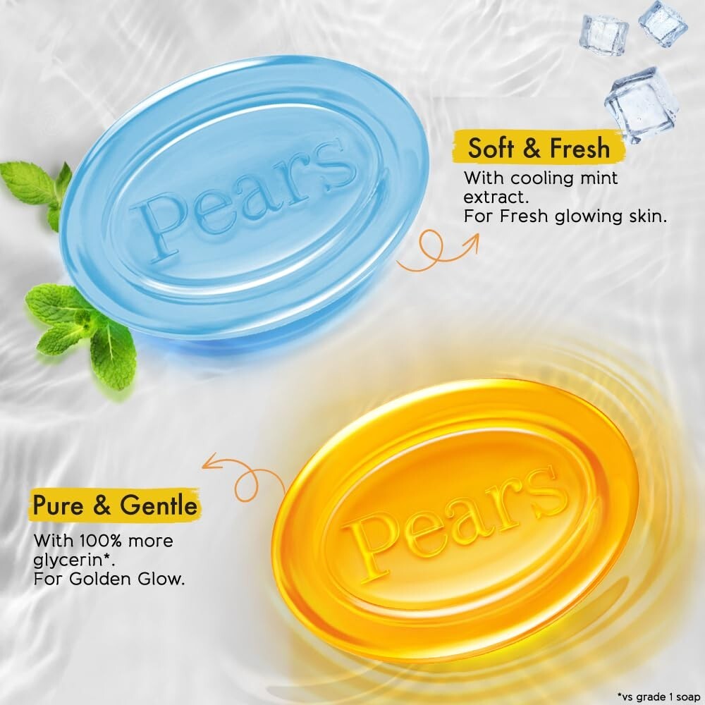 Pears Variety Pack Bathing Soap Bar 125 g (Pack of 5) With Glycerin for Glowing