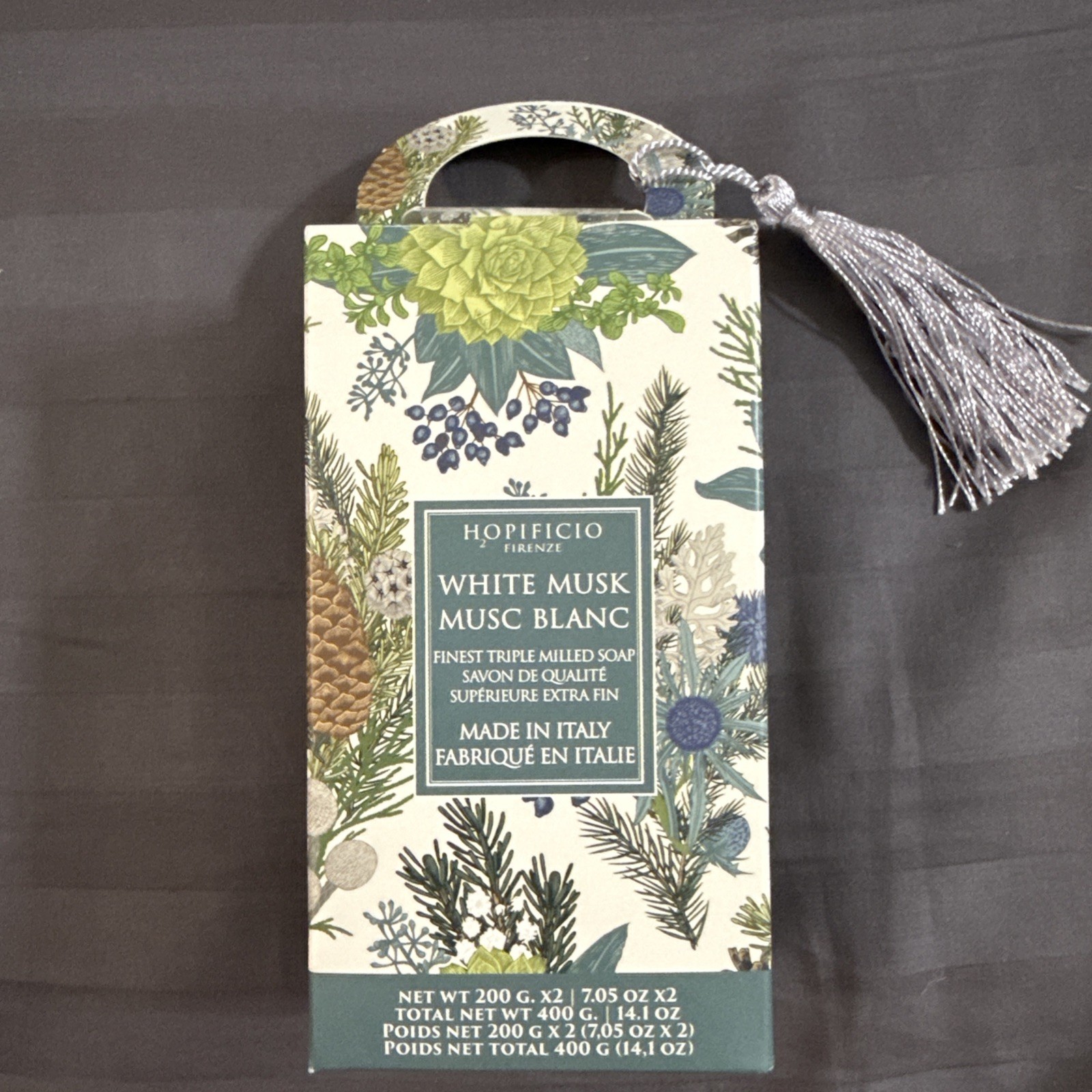 HOPIFICIO WHITE MUSK Triple Milled Soap Bar 2×7.05 Oz Christmas GIFTBOX
