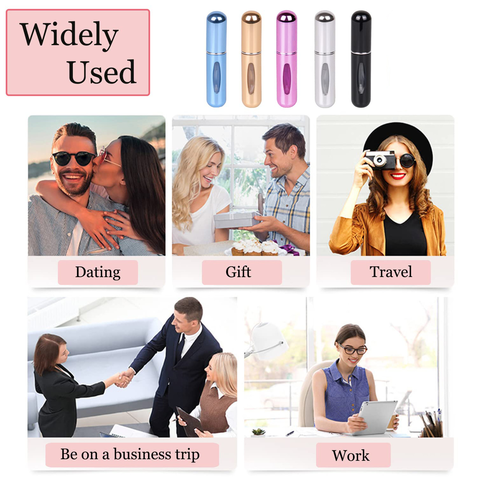 5PCS 5ml 8ml Perfume Bottle Portable Refillable Atomizer Pump Spray Empty Glass