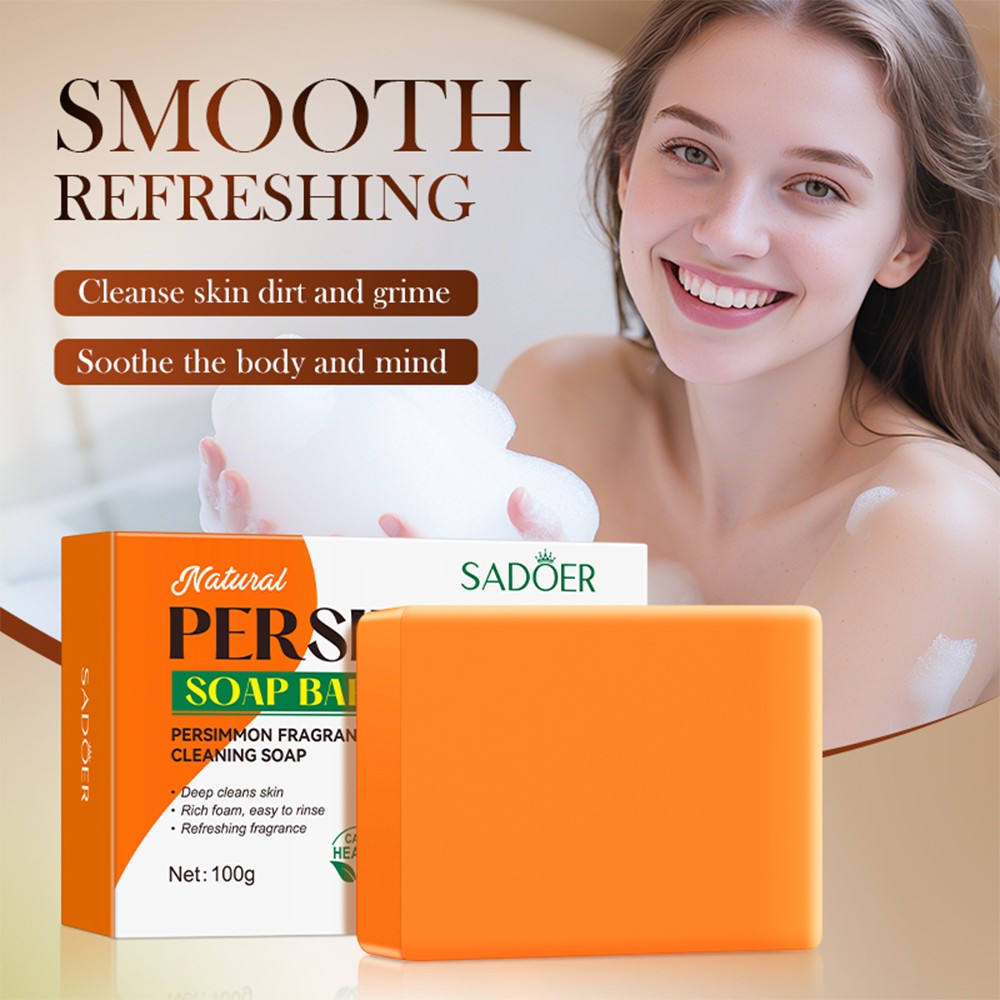 100g Persimmon Soap Bar for Body Odor Removal Handmade Soap for Face and Body