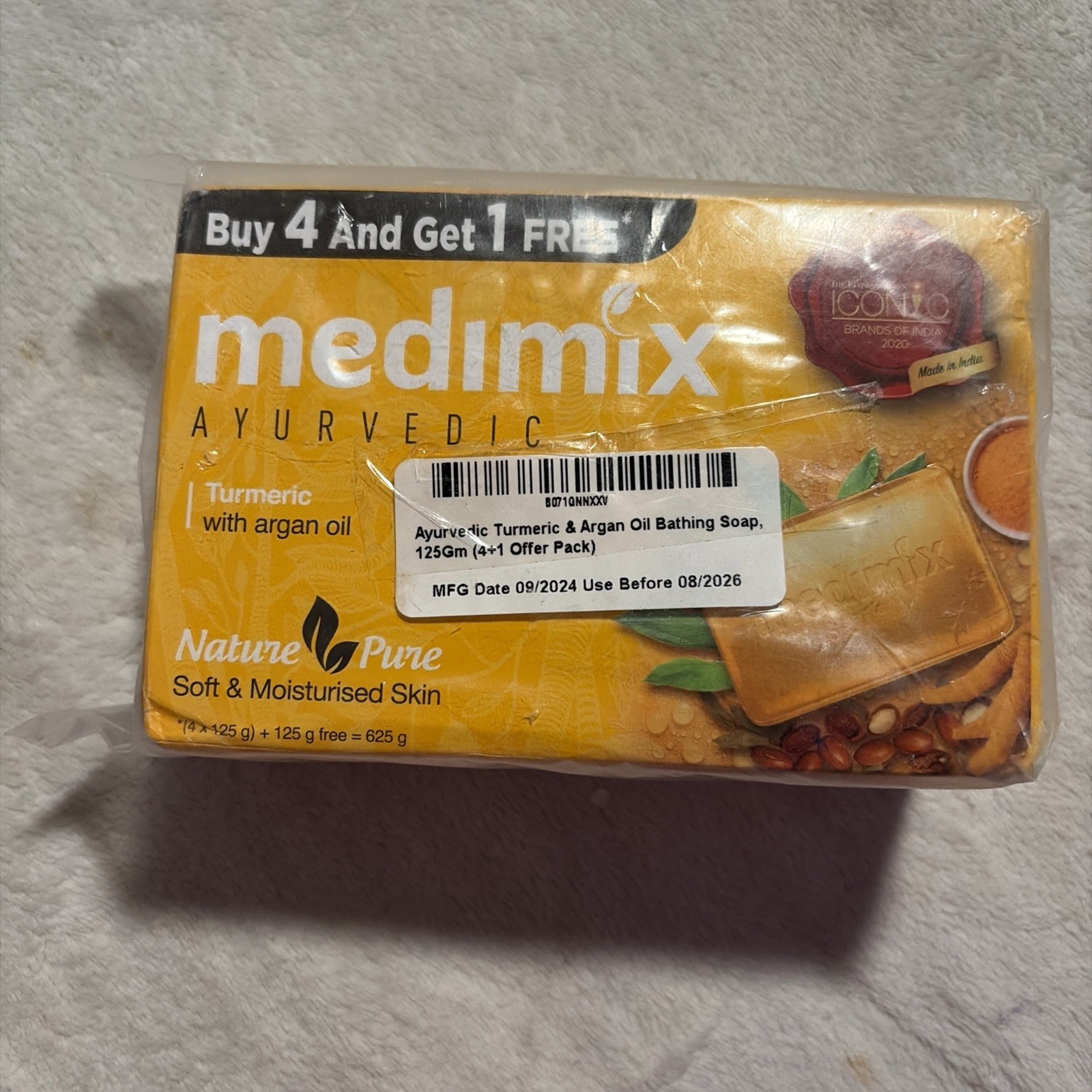 Medimix Ayurvedic Sandal Soap, 125g (4+1 Offer Pack) Turmeric Argan Oil