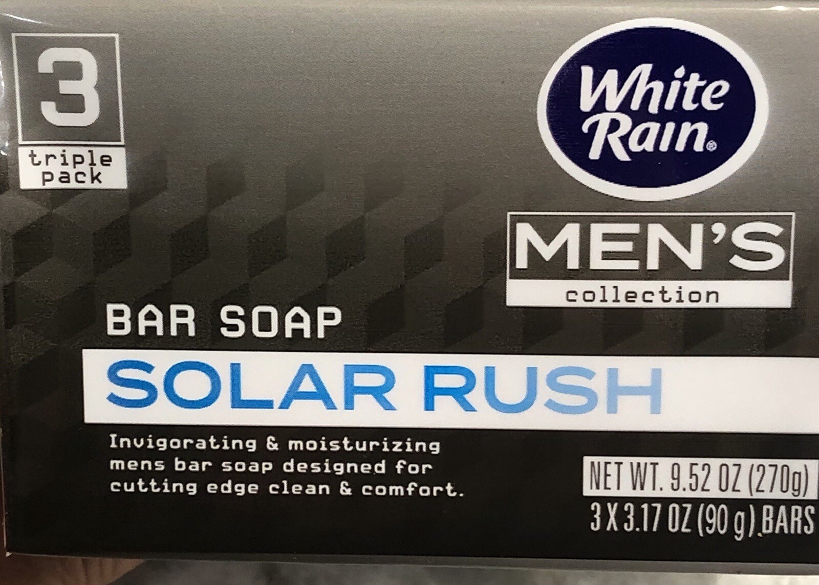 White Rain Men’s Collection Solar Rush Bar Soap-1pl 3pcs- 3.17oz(90g)Bars-NEW