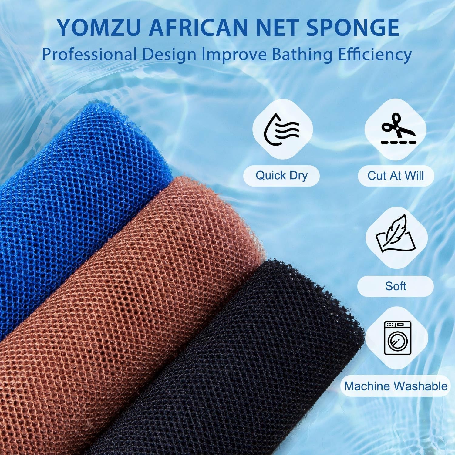 African Net Sponge Exfoliating Bath Pink, Yellow, Purple, Coffee, Blue, Black