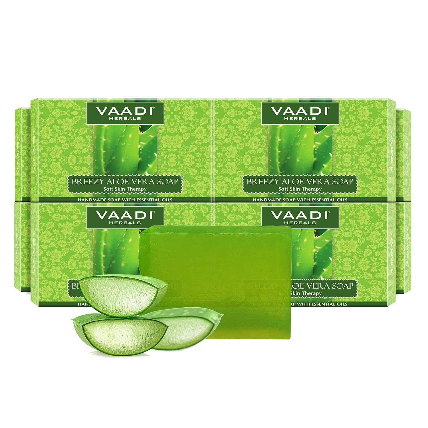 Vaadi Herbals Aloe Vera Soap 75 Grams (21.2 Ounces(Pack of 8 X 75 Grams))
