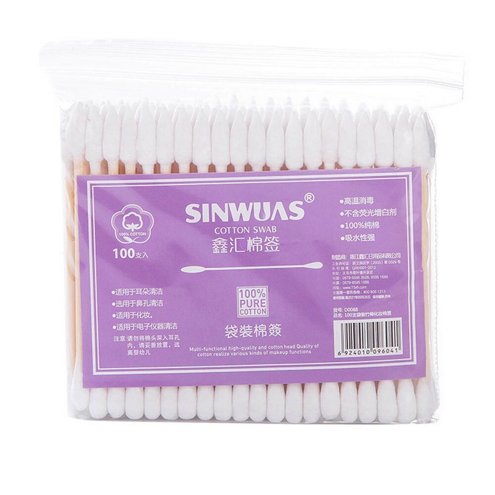 100x Cotton Swabs Swab Q-tips Wood Wooden Handle Cleaning Applicators Cosmetic