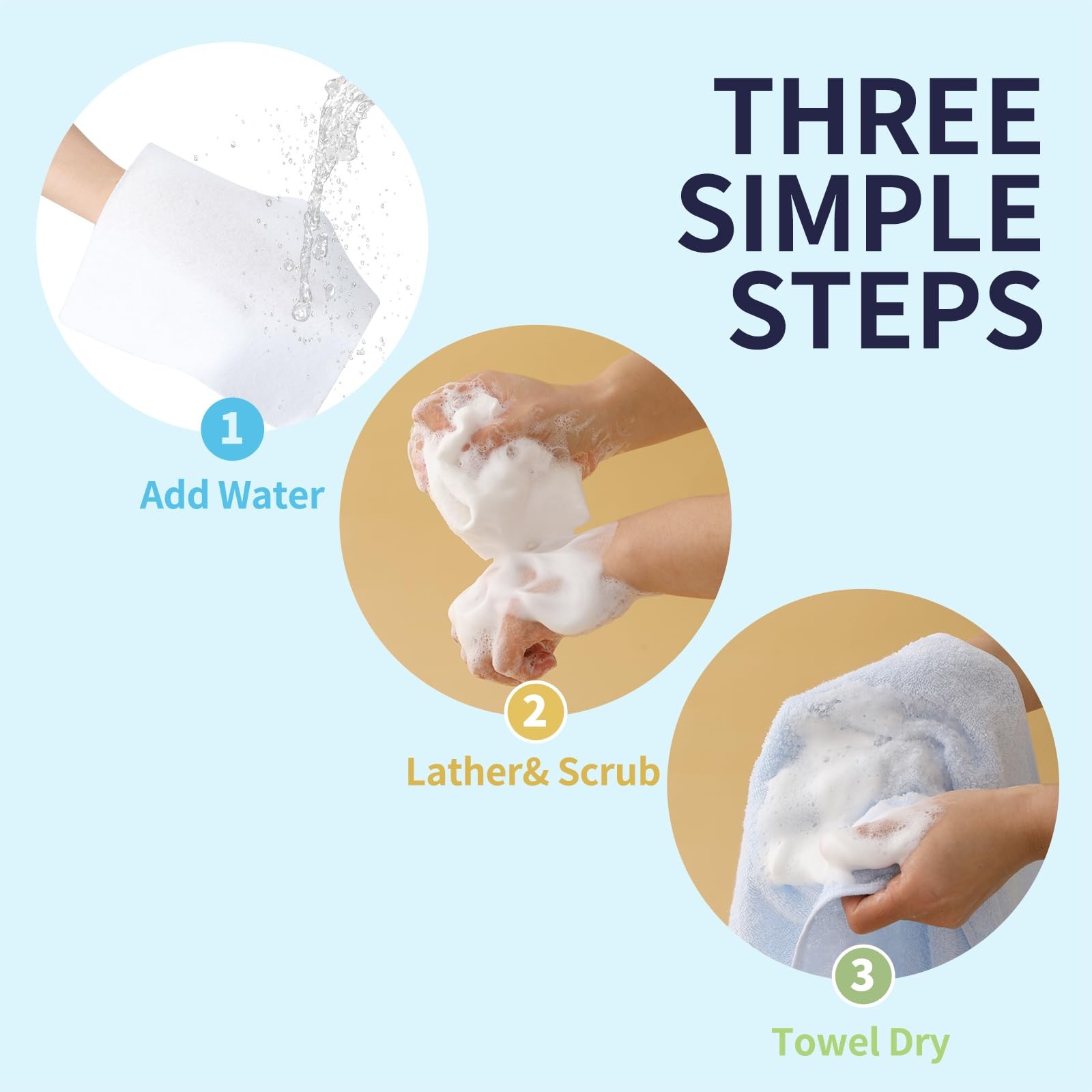 -21% Larger,No Rinse Bathing Wipes for Adults-Rinse Free Bath Sponges,Soap