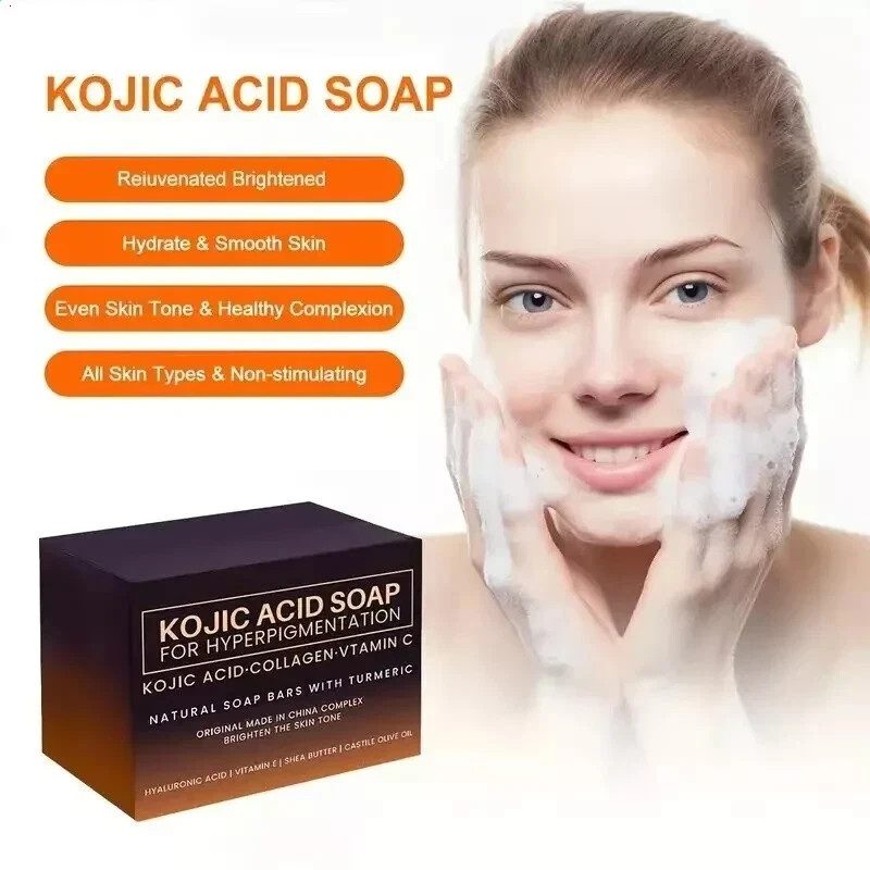 2 Pack Kojic Acid Soap Clean Brighten Skin Tone Fade Dark Spots For Face & Body