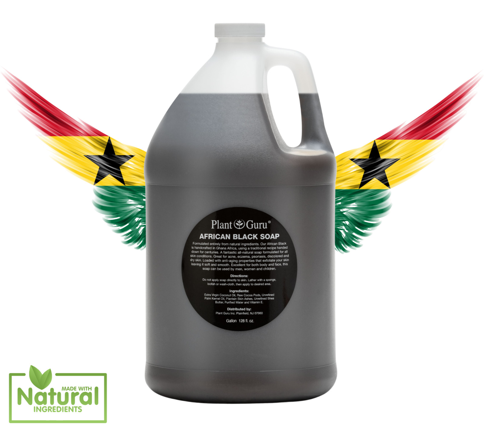 Raw African Black Soap Liquid 100% Pure Organic Natural Bath Body Face Wash Bulk