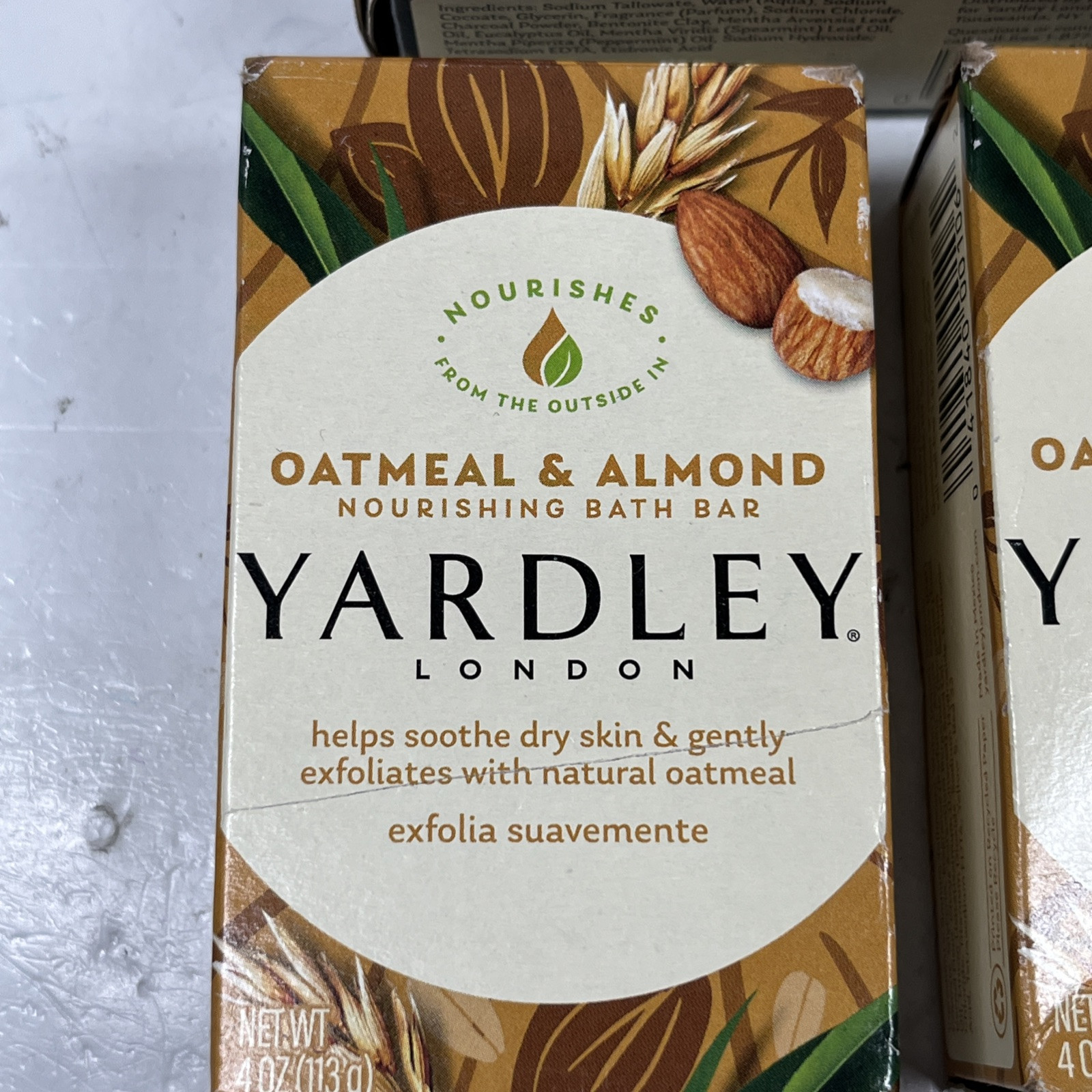 SET OF 3 Yardley Oatmeal and Almond Bar Soap, (1) Charcoal Bar, London Bars 4 oz
