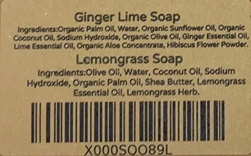 YANKEETRADERS Ginger Lime & Lemongrass – Natural, Vegan, Soap / 2, 4 oz bars