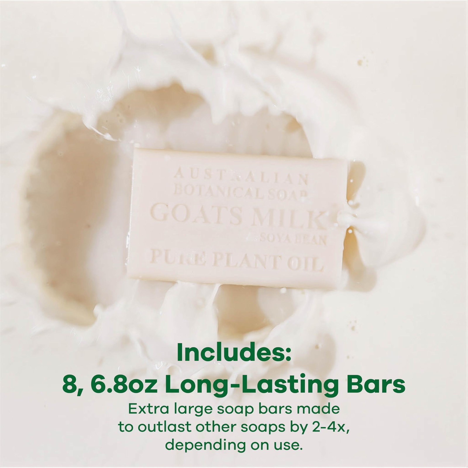 Australian Botanical Soap Goats Milk and Soya Bean Oil Triple-Milled, 8 Bars
